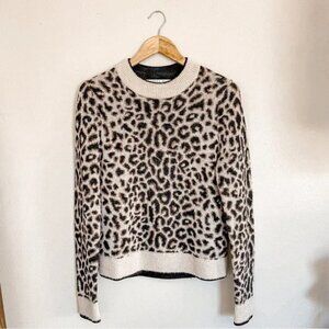 Veronica Beard | Merino Wool Blend Leopard Print Boho Pullover Marly Sweater